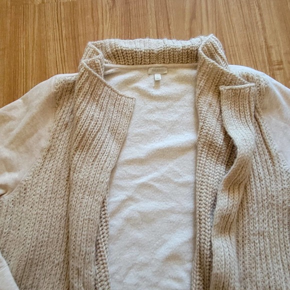 Talbots Sweater Cardigan Top Women Large Beige Tan Wool Knit Open Casual Office - Picture 3 of 12